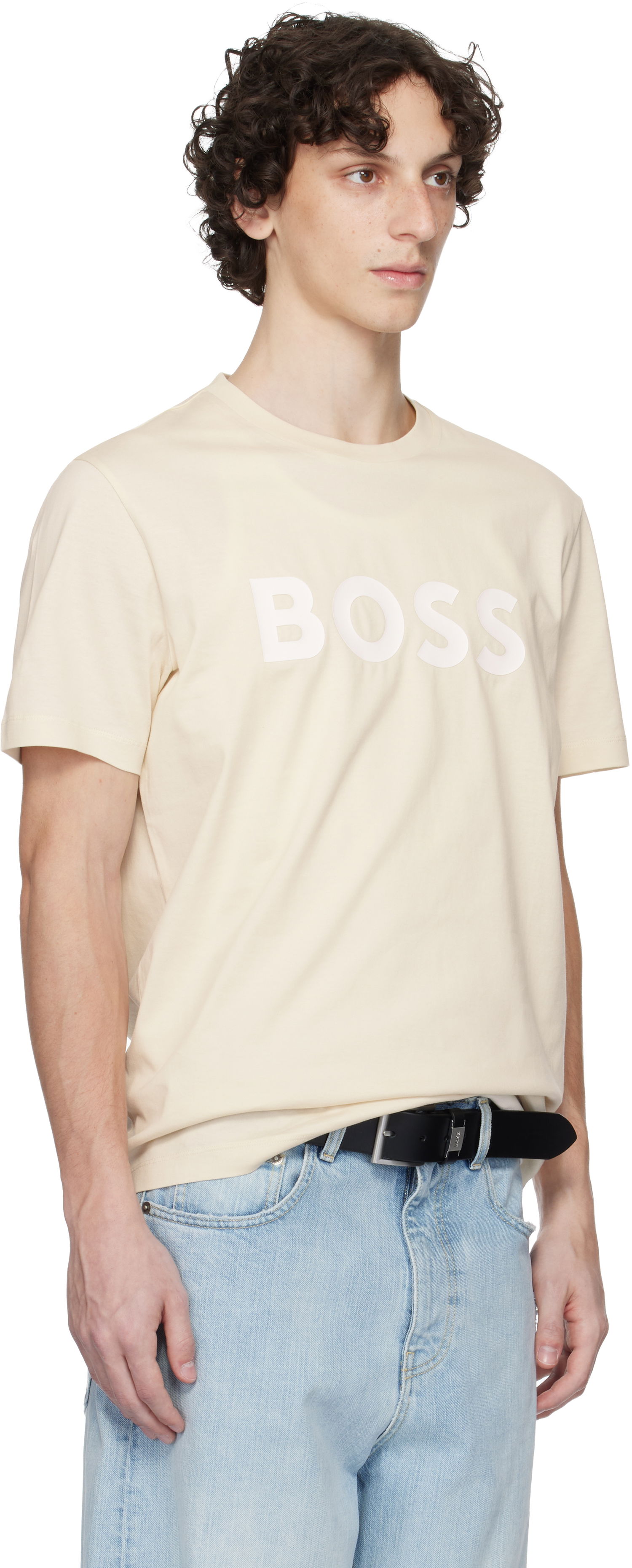 T-shirt BOSS BOSS Cotton-Jersey Logo T-Shirt Beige | 50495742, 1