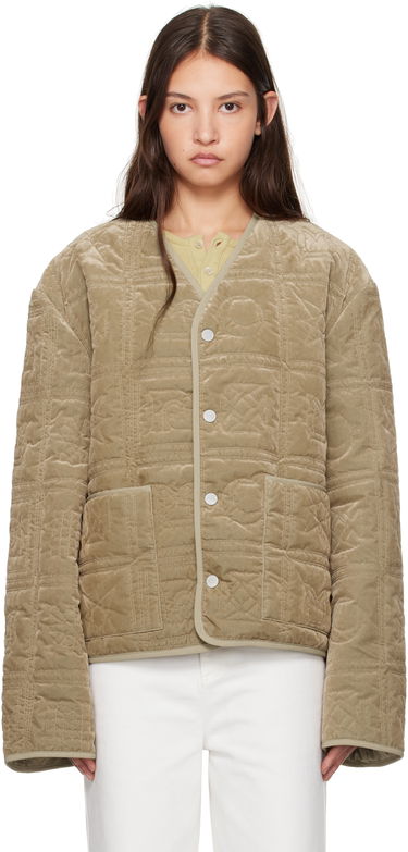 Puffer jakke Nanushka Nanushka Adara Quilted Velvet Jacket Beige | NU24FWJK03166, 0