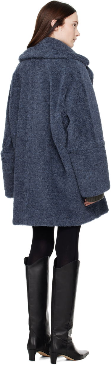Frakker Max Mara Double-Breasted Faux Fur Coat Blå | 2421016142600 MM10506, 2