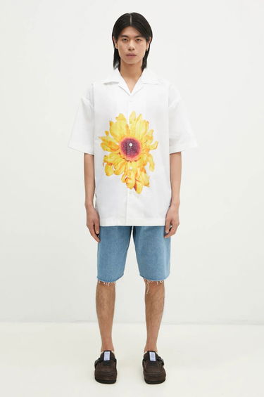 Skjorte JW Anderson JW Anderson Relaxed Short Sleeve Shirt with Sunflower Print Hvid | SH0335.PG1667.001, 4