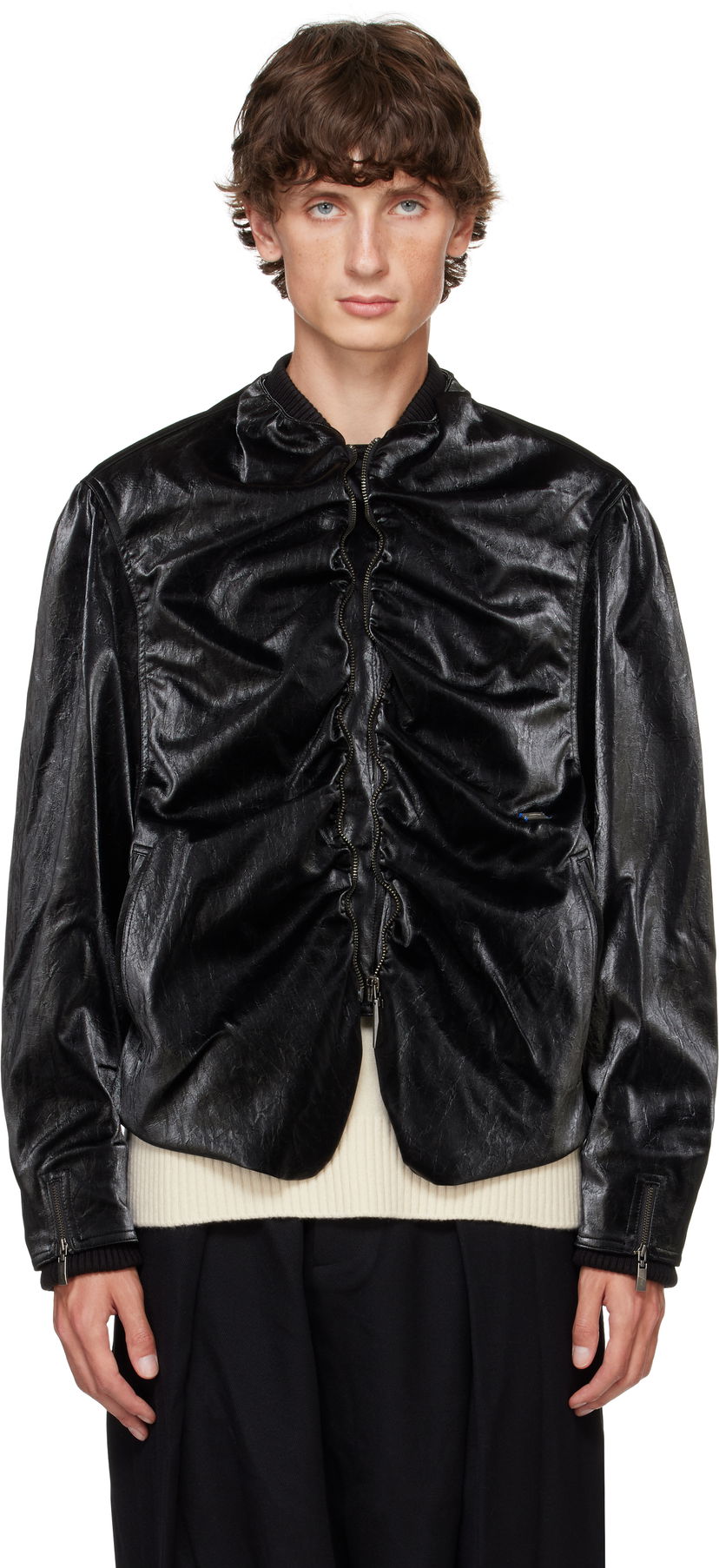 Bomberjakke ADER ERROR Faux-Leather Jacket Sort | BN01FWJK0701BK