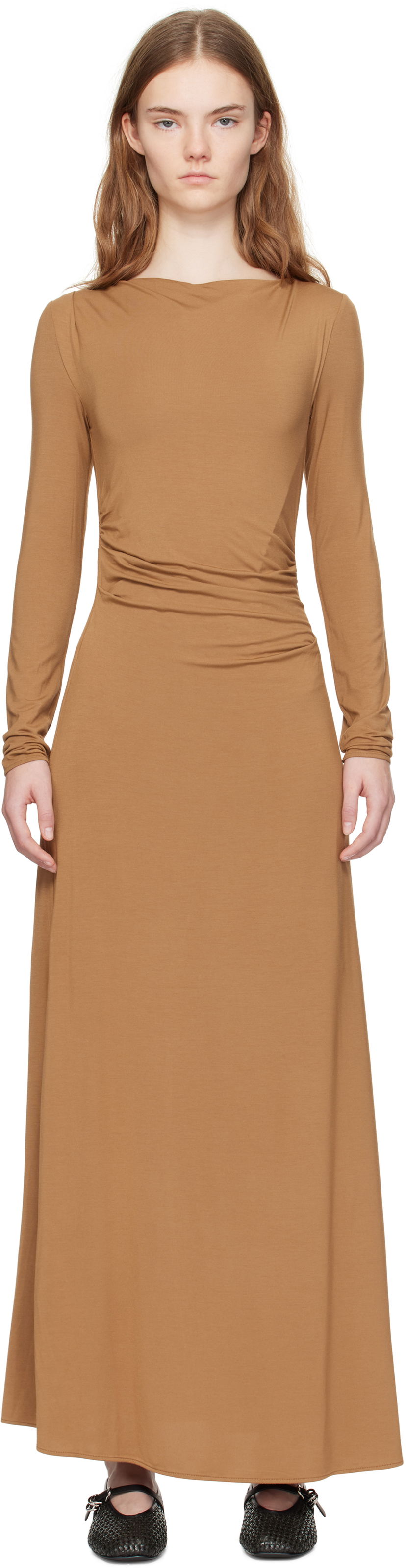 Kjole rag & bone rag & bone Luca Draped Maxi Dress Brun | WAC24H3023L923