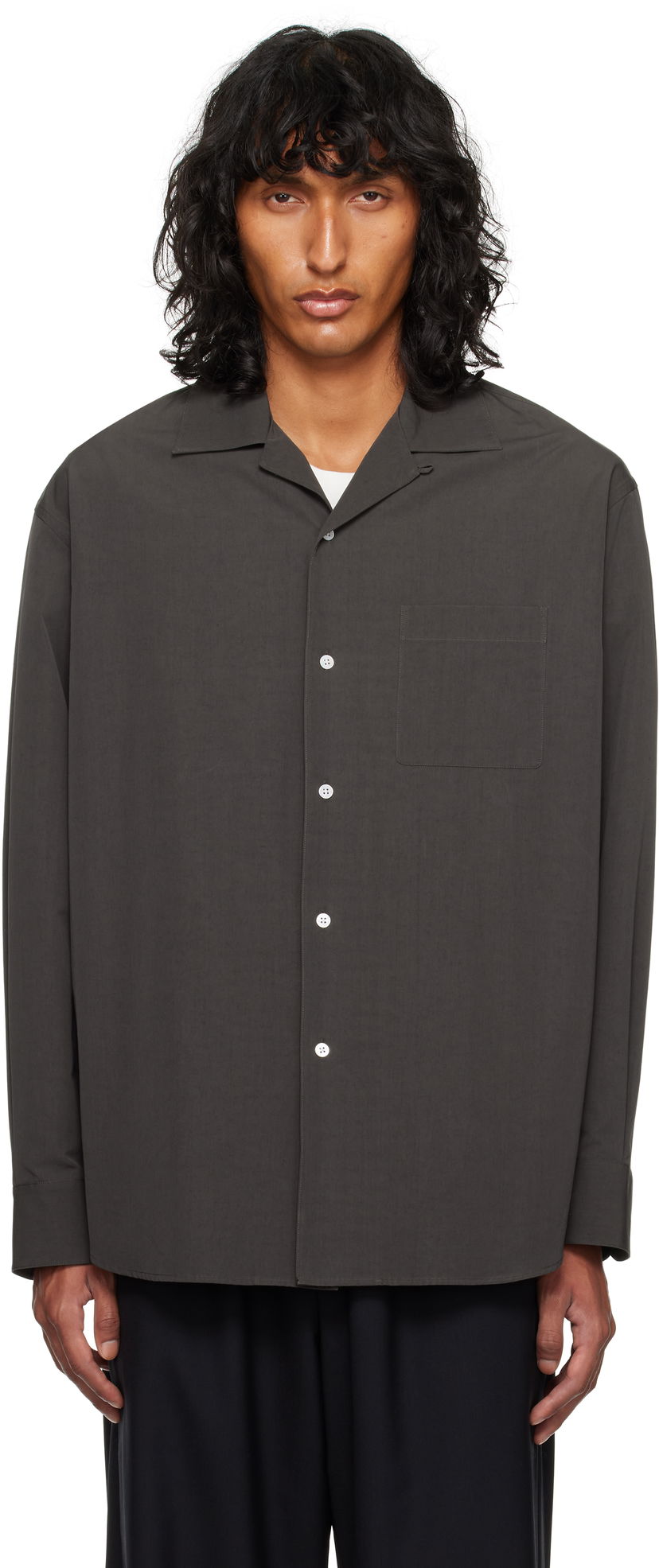 Skjorte The Row Relaxed-Fit Button-Up Collared Shirt Grå | 777-W3495