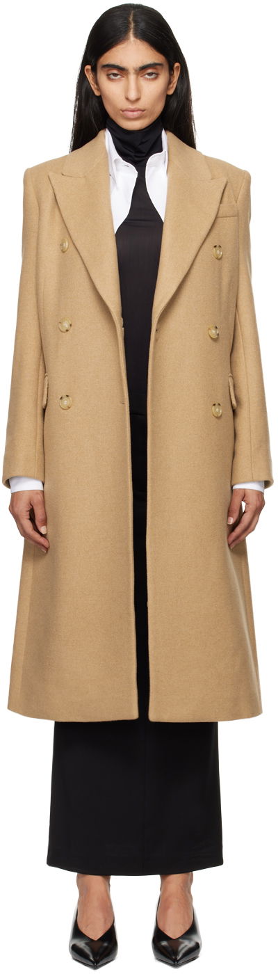 Frakker BOSS Long-Length Twill Coat Beige | 50524975