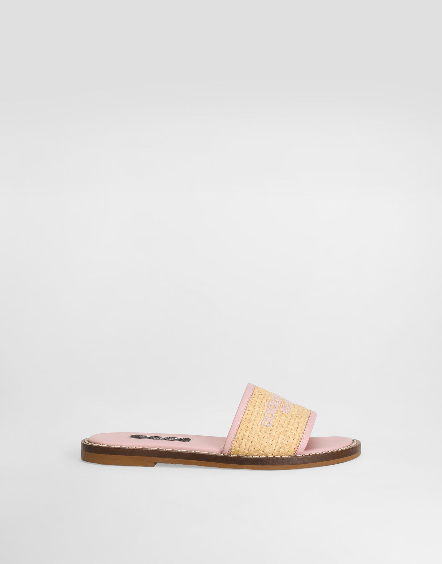 Tilbehør Dolce & Gabbana Dolce & Gabbana Flat Straw Sliders With Logo Lyserød | D11306AU0958L851, 0