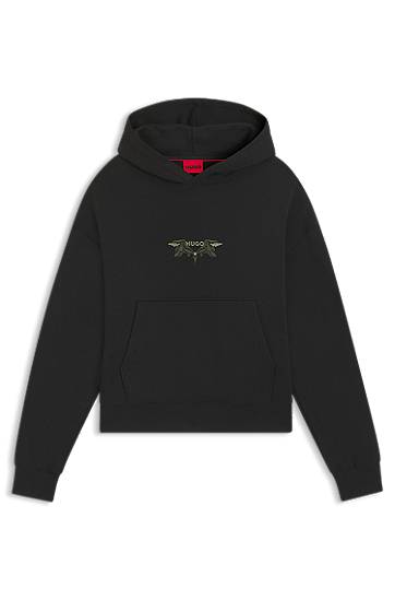 Sweatshirt BOSS Cotton-terry hoodie with embroidered artwork Sort | 50542558