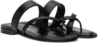 Tilbehør Manolo Blahnik Manolo Blahnik Susa Leather Toe-Ring Sandals Sort | 418-0317, 3