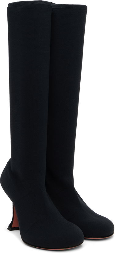 Sneakers og sko Amina Muaddi Amina Muaddi Veneda Stretch Tall Boots Sort | VENEDA STRETCH BOOT 95 KNIT, 3