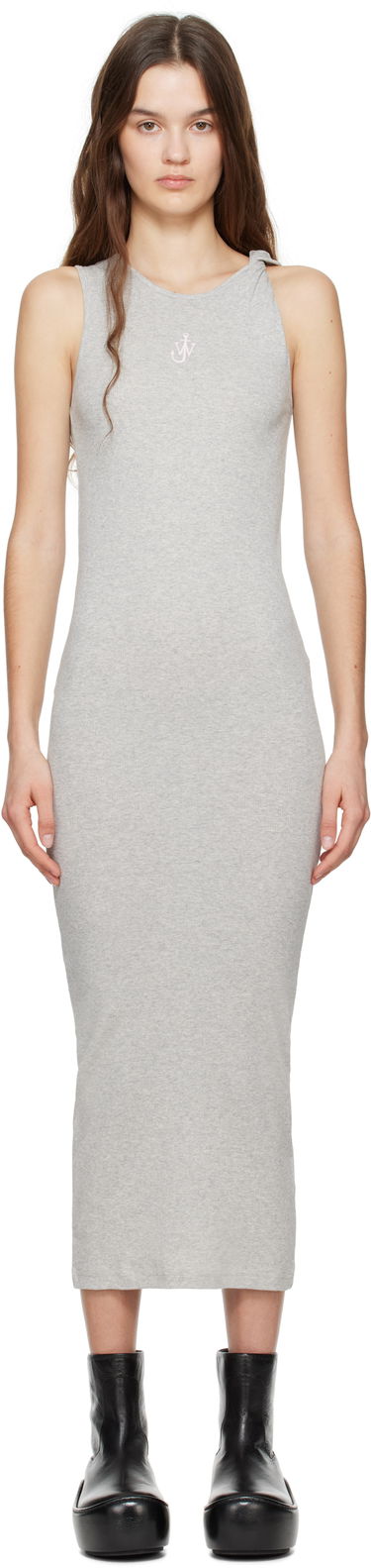 Kjole JW Anderson JW Anderson Anchor Logo Twisted Strap Midi Dress Grå | JD0043-PG1717, 0