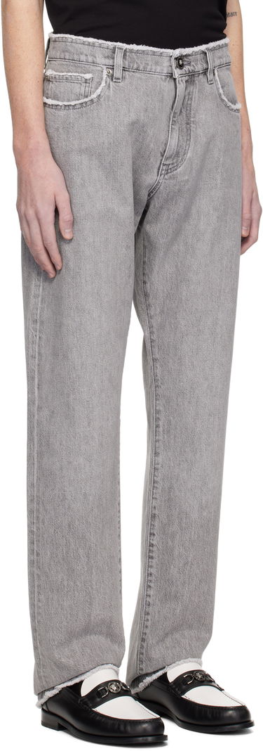 Jeans Versace Frayed Regular-Fit Jeans Grå | 1016106_1A11098, 1