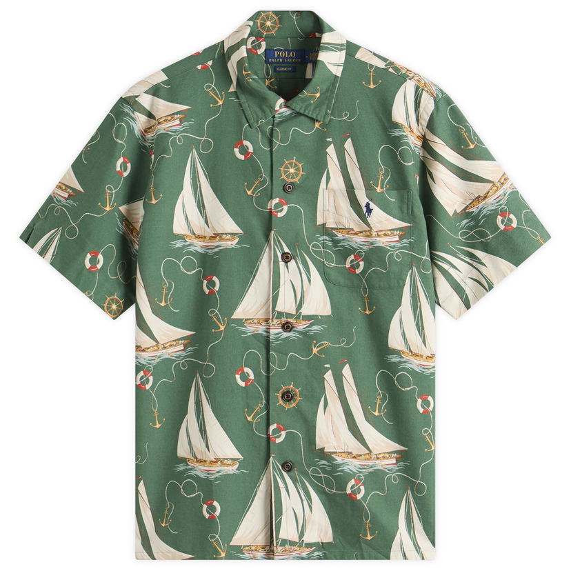 Skjorte Polo by Ralph Lauren Ralph Lauren Boat Print Vacation Shirt, Size Large Grøn | 710971217-MUL