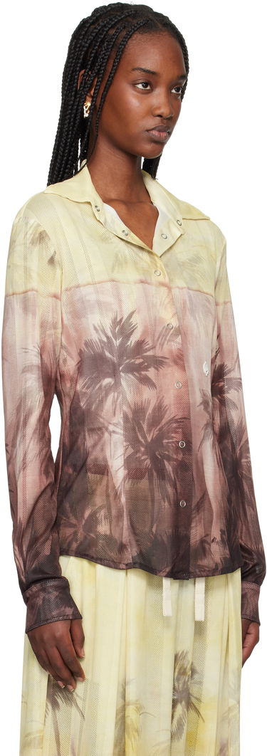 Skjorte Palm Angels Palm Angels Sunset Palms Button-Down Shirt Gul | PWGE024S25FAB0012010, 1