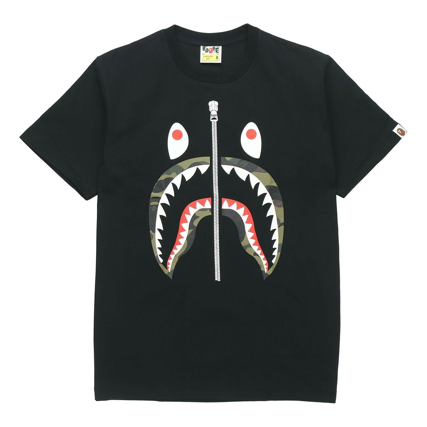 T-shirt BAPE A Bathing Ape Shark Face Half Zip T-Shirt Sort | BAPE-SS18-020, 0