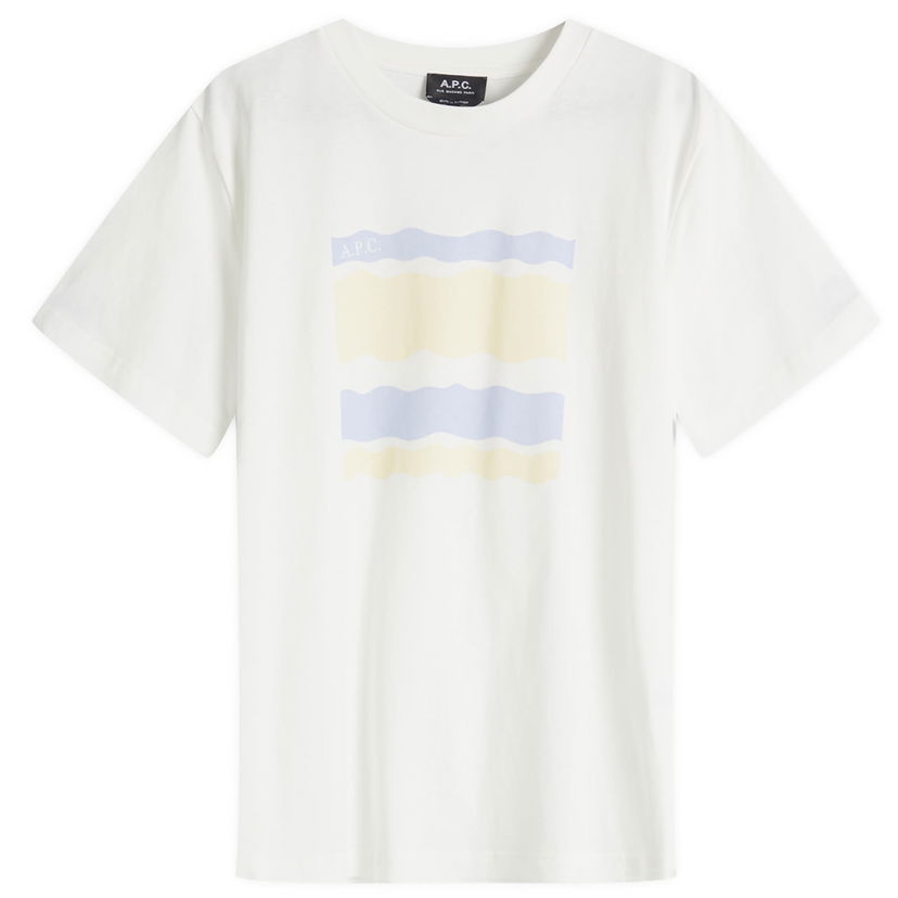 T-shirt A.P.C. A.P.C. Malone Wave Print T-Shirt Hvid | COGCK-M26506-ALD