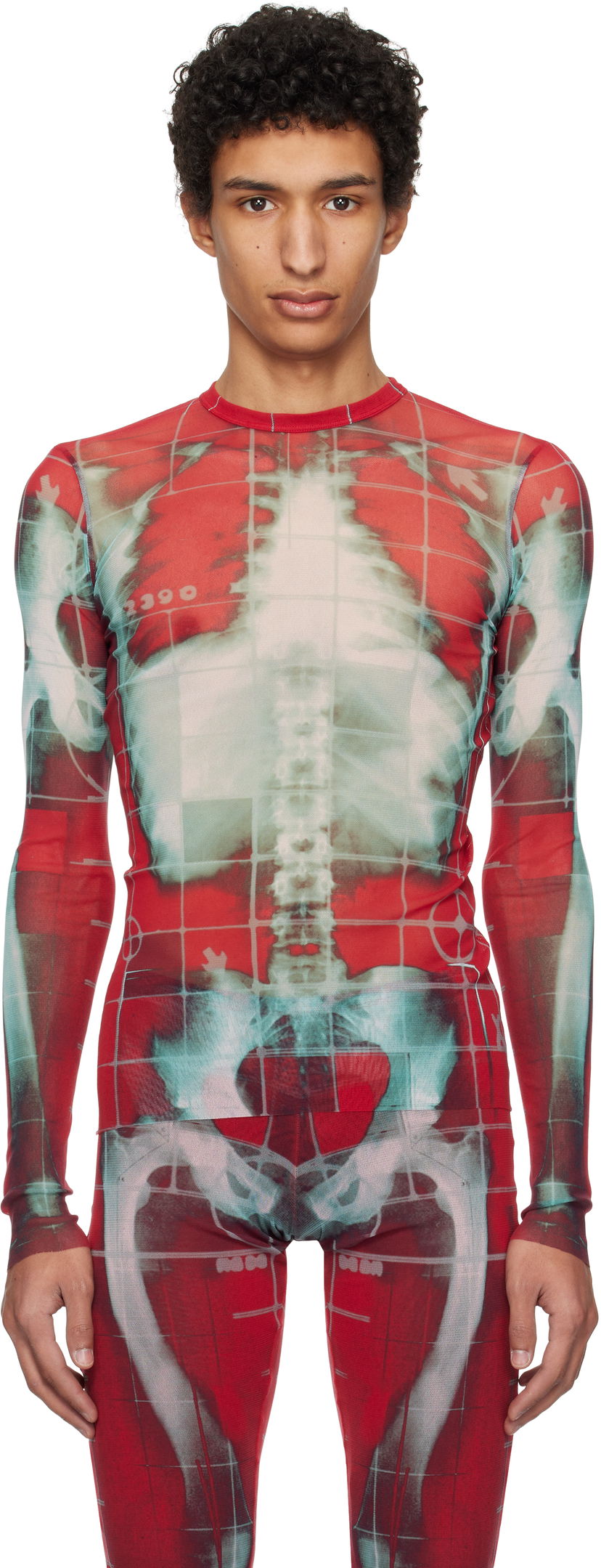 T-shirt Jean Paul Gaultier Jean Paul Gaultier 'The Squeletor' Mesh Top Rød | 25/33-F-TO241-T580-3058