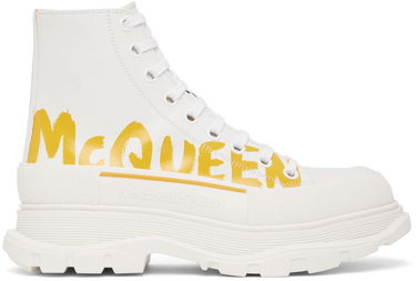 Sneakers og sko Alexander McQueen Grafitti Tread Slick High-Top Sneakers Hvid | 711109WIAT6, 0