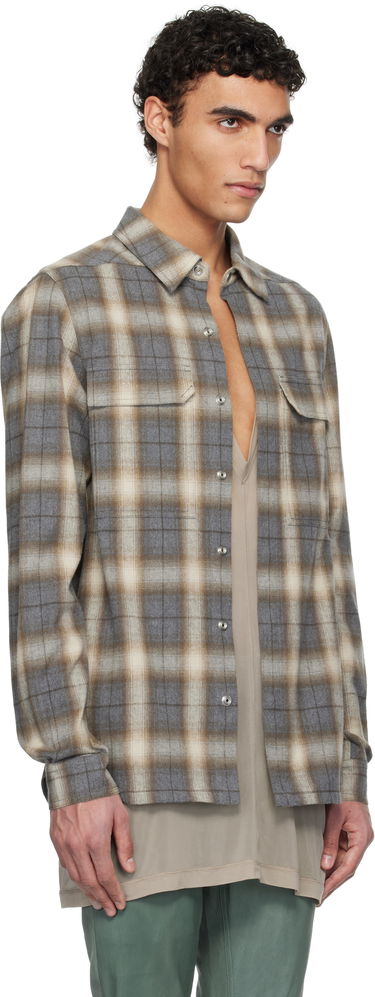 Skjorte Rick Owens Rick Owens Hollywood Plaid Overshirt Brun | RU01E5236 CP, 1