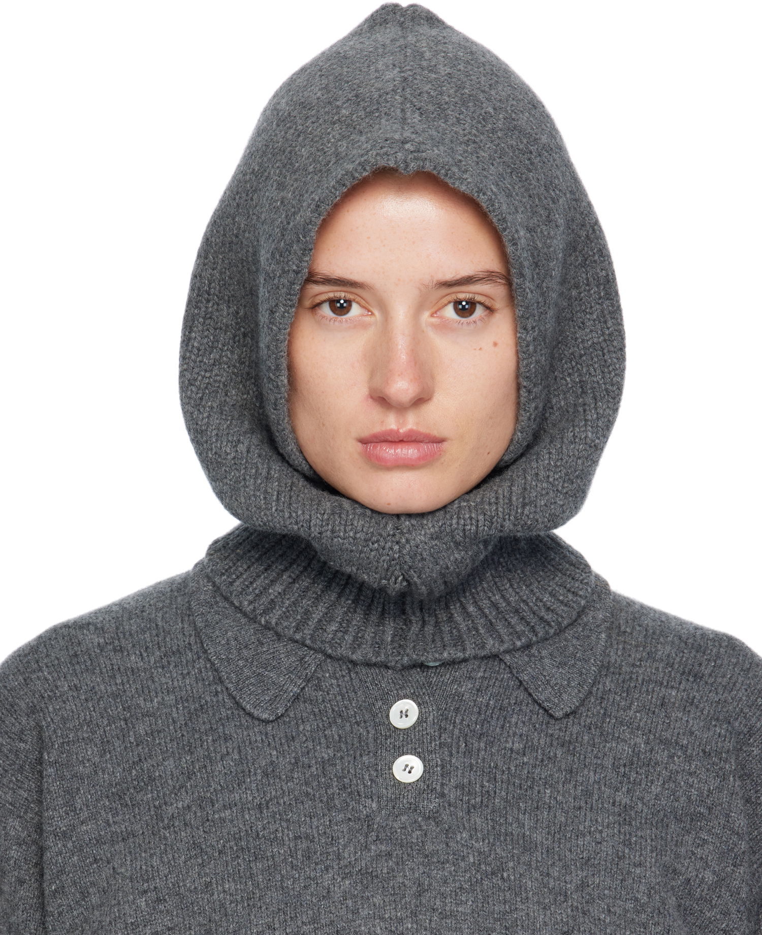Tørklæde &Daughter &Daughter Hand-Knitted Hooded Cowl Grå | HKN03924, 0
