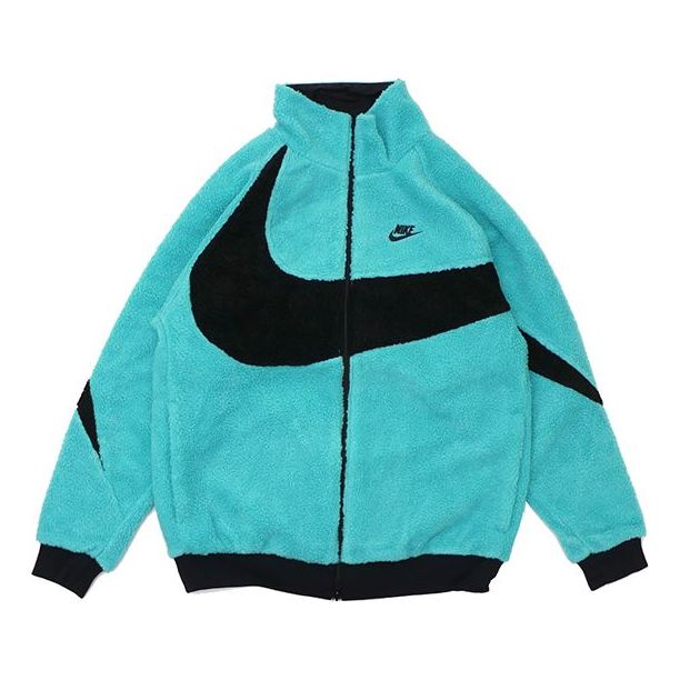 Bomberjakke Nike Reversible Boa Fleece Jacket Big Swoosh Turkis | BQ6546-301