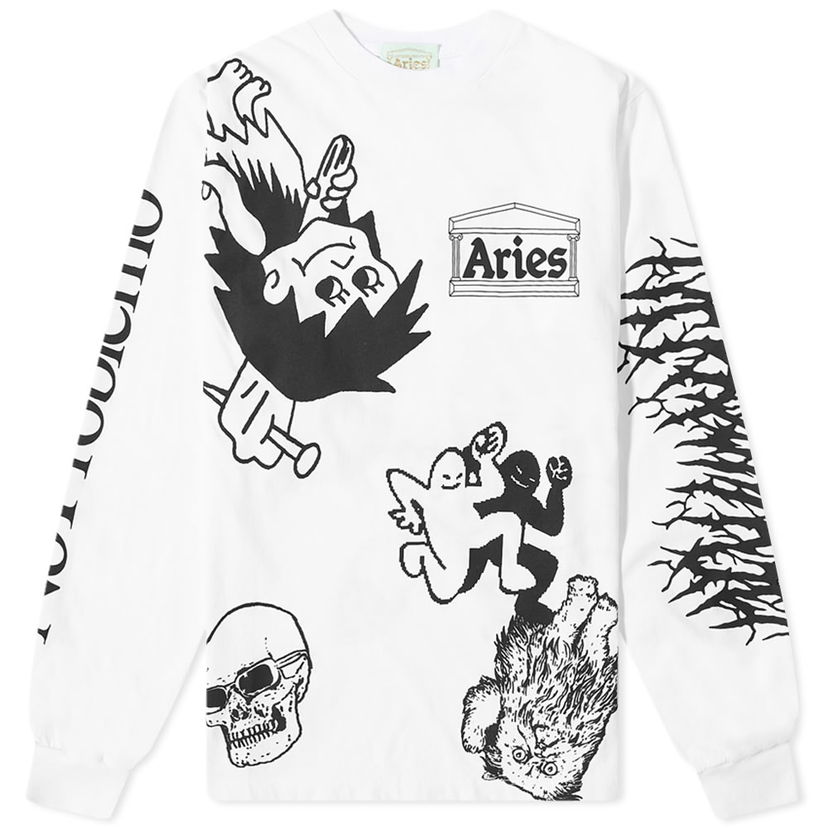 T-shirt Aries Aries Long Sleeve Graphic T-Shirt Hvid | FTAR60024-WHT
