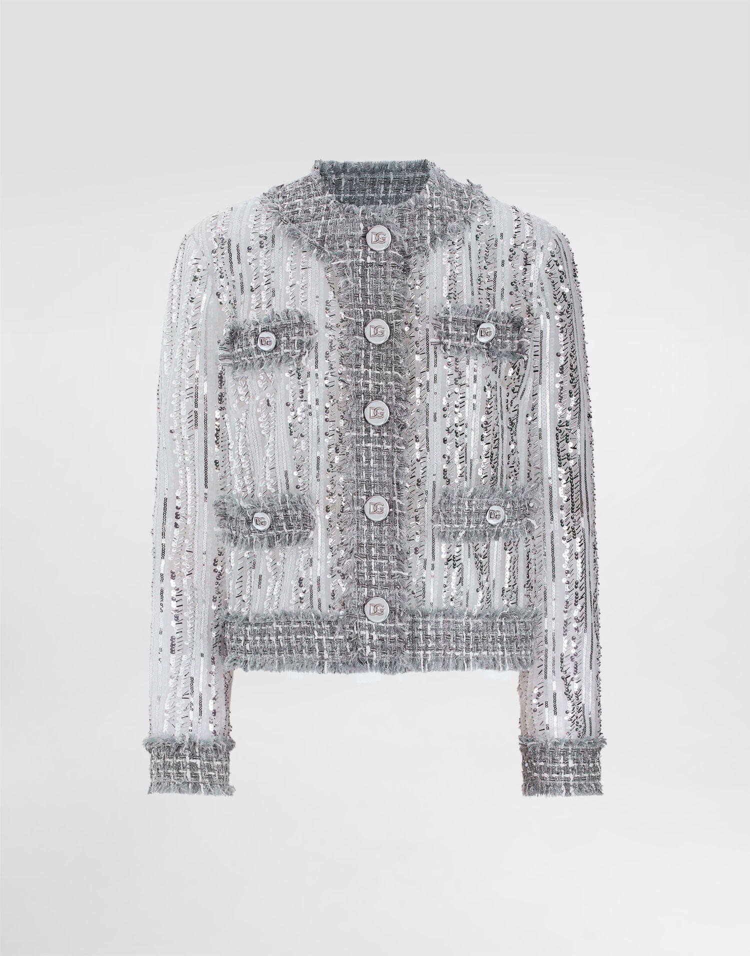Jakke Dolce & Gabbana Dolce & Gabbana Tulle Gabbana Jacket with Sequin Embroidery Grå | F27DLTFLSKCS0998, 0