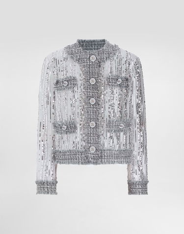 Jakke Dolce & Gabbana Dolce & Gabbana Tulle Gabbana Jacket with Sequin Embroidery Grå | F27DLTFLSKCS0998, 0