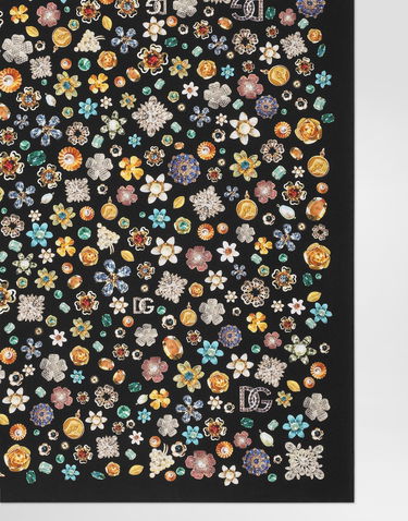 Tørklæde Dolce & Gabbana Dolce & Gabbana 70x70 Silk Twill Floral Brooch Scarf Sort | FN092RGDDAXHN5SA, 3