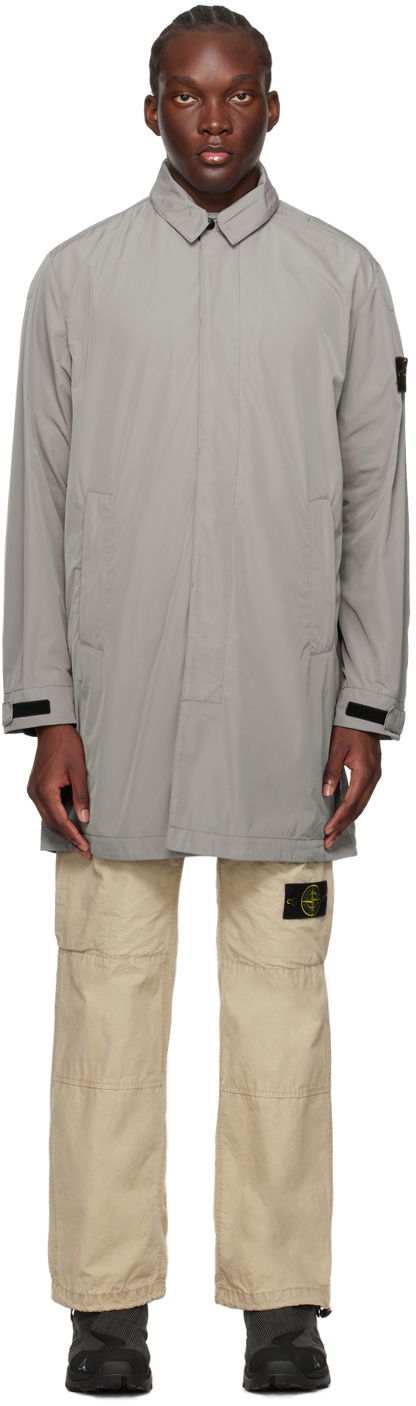 Regnfrakke Stone Island Patch Coat Grå | 801570526, 0