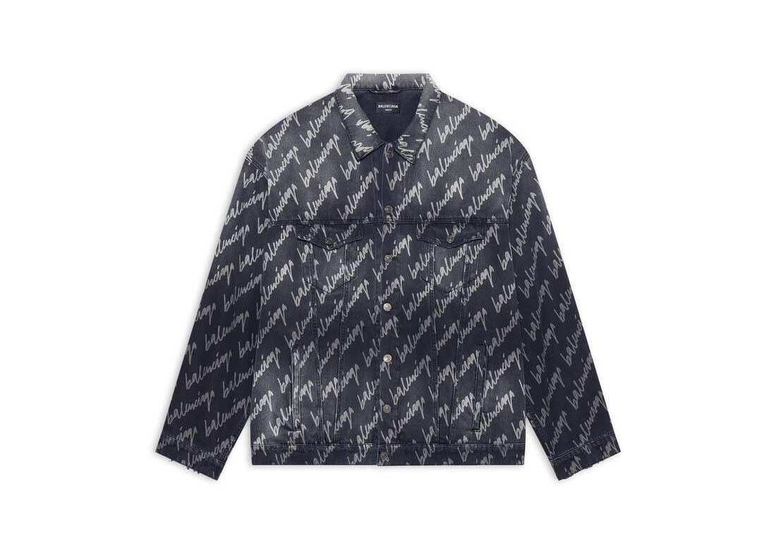 Håndtaske Balenciaga Allover Logo Oversized Jacket Sort | 681690TMW211052, 0
