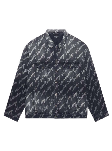 Håndtaske Balenciaga Allover Logo Oversized Jacket Sort | 681690TMW211052