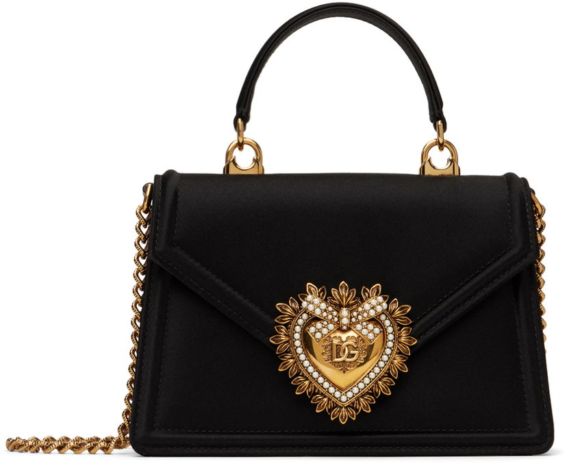 Håndtaske Dolce & Gabbana Small Devotion Satin Bag Sort | BB6711 A7630