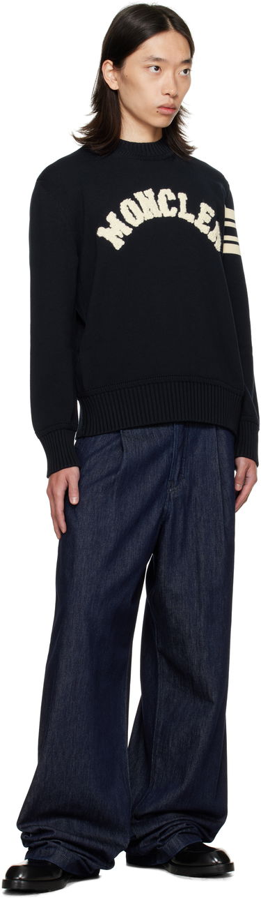 Sweater Moncler Crewneck Sweater with Logo Sort | K20919C00009M1367, 4