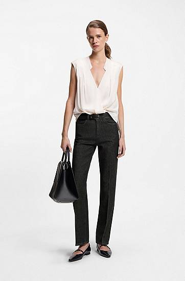 Jeans BOSS Slim-fit marble-structured stretch denim jeans Sort | 50553324, 1