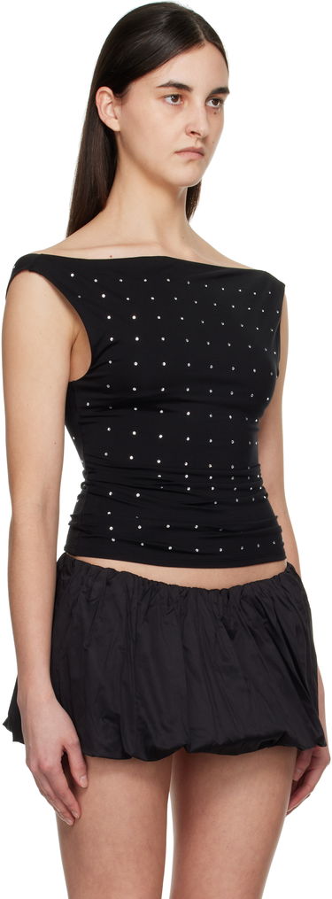 Nederdel Miaou Miaou Lani Crystal-Embellished Jersey Top Sort | 7114TJRBLK, 1