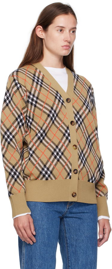 Sweater Burberry Burberry Check Cardigan Beige | 8110579, 1