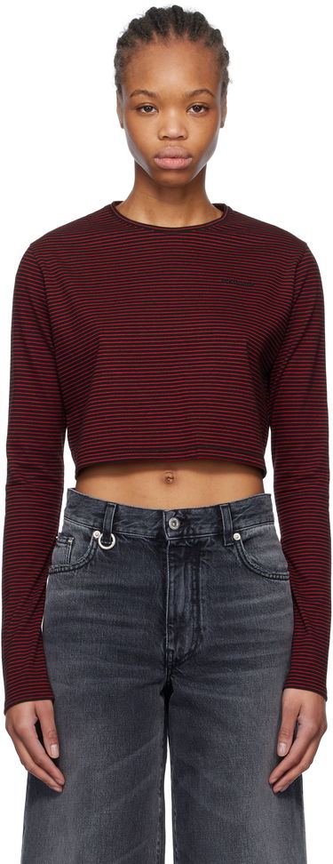 Crop top We11done We11done Striped Cropped Longsleeve T-Shirt Rød | WD-TT0-25-716-W-BK, 0