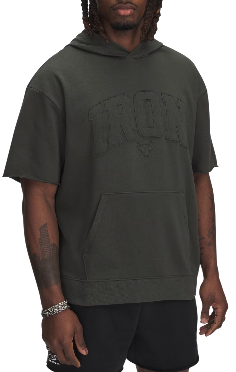 Sweatshirt Under Armour Project Rock SS Terry Short Sleeve Hoodie Grøn | 1389952-310