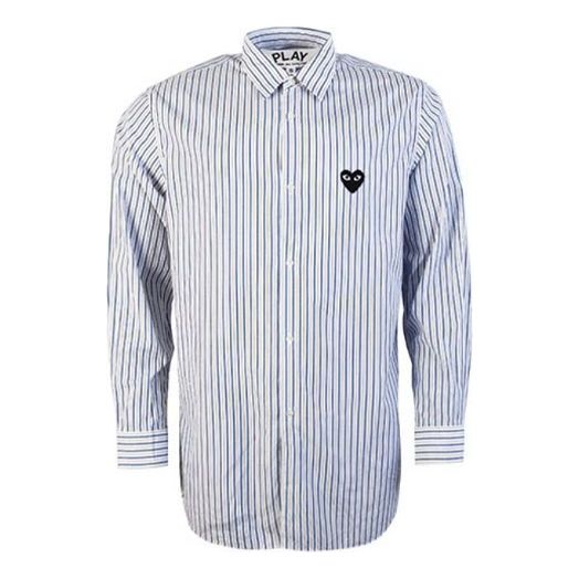 Skjorte Comme des Garçons COMME des GARÇONS PLAY Striped Shirt with Black Heart Emblem Blå | AZ-B005-051-1