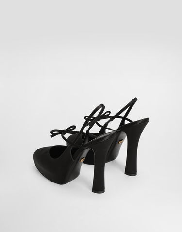 Tilbehør Dolce & Gabbana Dolce & Gabbana Satin Slingbacks with Bow Detail Sort | CG0930AE5478B956, 2