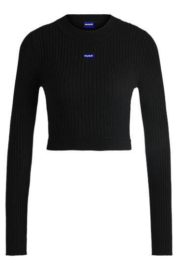 Sweater BOSS HUGO Cropped Ribbed Sweater Sort | 50518280