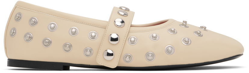 Sneakers og sko Stella McCartney Stella McCartney Ryder Popper-Studded Ballerina Flats Beige | 810473W1G90