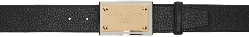 Bælter Dolce & Gabbana Black Grainy Belt Sort | BC4676AY987, 0