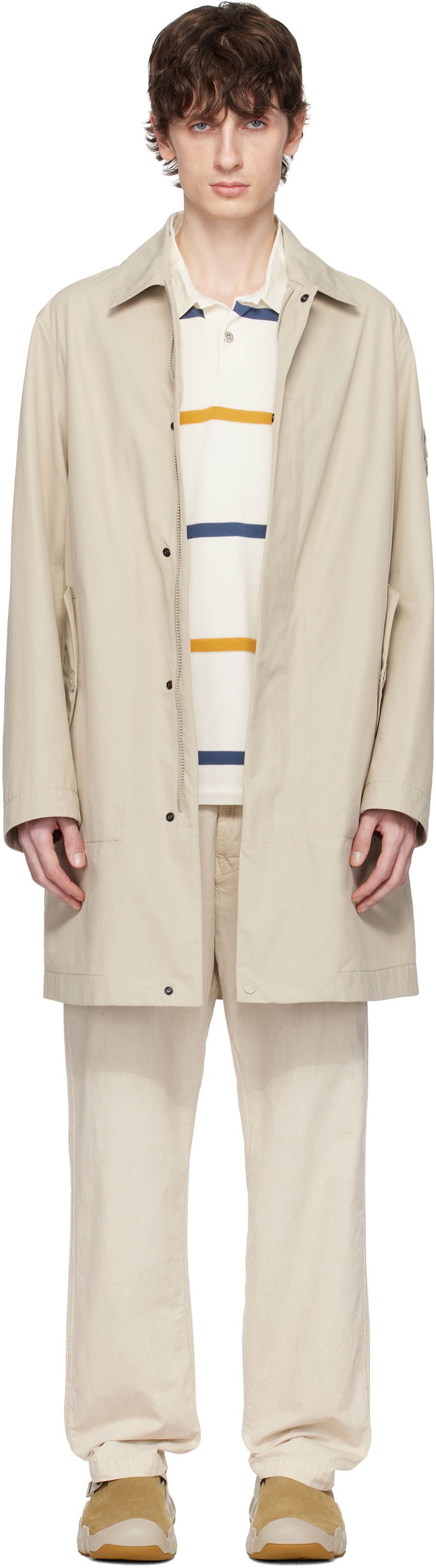 Regnfrakke Stone Island Stone Island Weatherproof Cotton Canvas Coat Beige | K1S15 7100004 S00F1