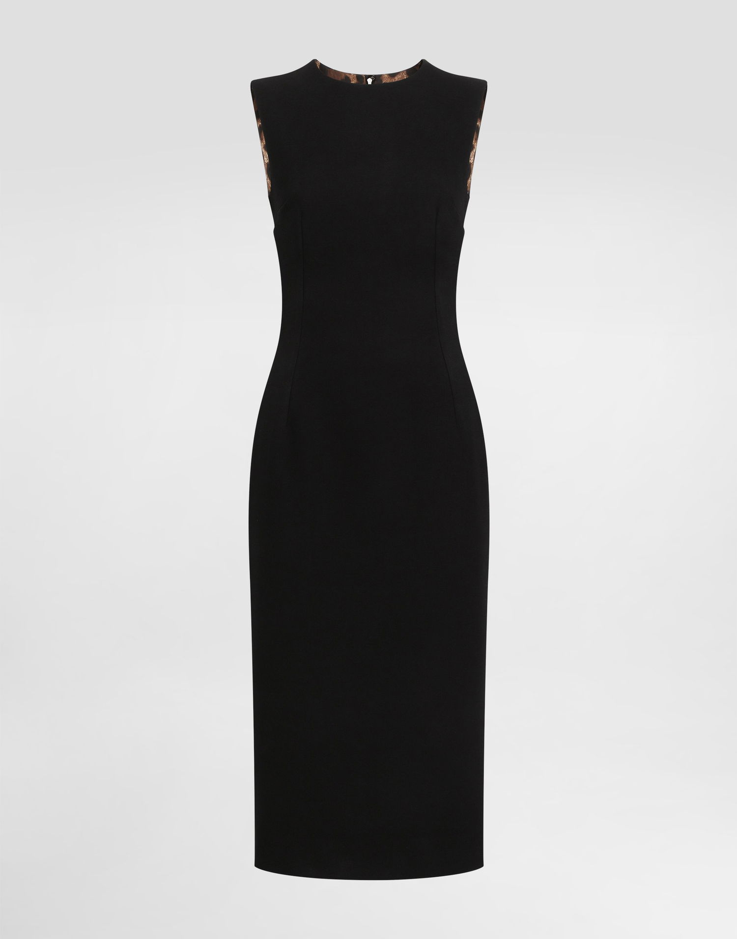 Kjole Dolce & Gabbana Dolce & Gabbana Wool Sleeveless Dress with Leopard Print Detail Sort | F6GASTGDCSXN0000, 0
