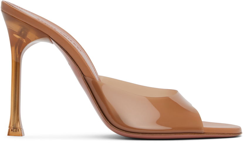 Tøj Amina Muaddi Amina Muaddi Alexa Glass Slipper 105 Heeled Sandals Brun | ALEXA GLASS SLIPPER PVC