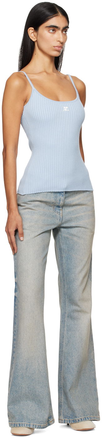 Tanktop Courrèges Rib Knit Camisole Blå | PERMDE012FI0001, 3