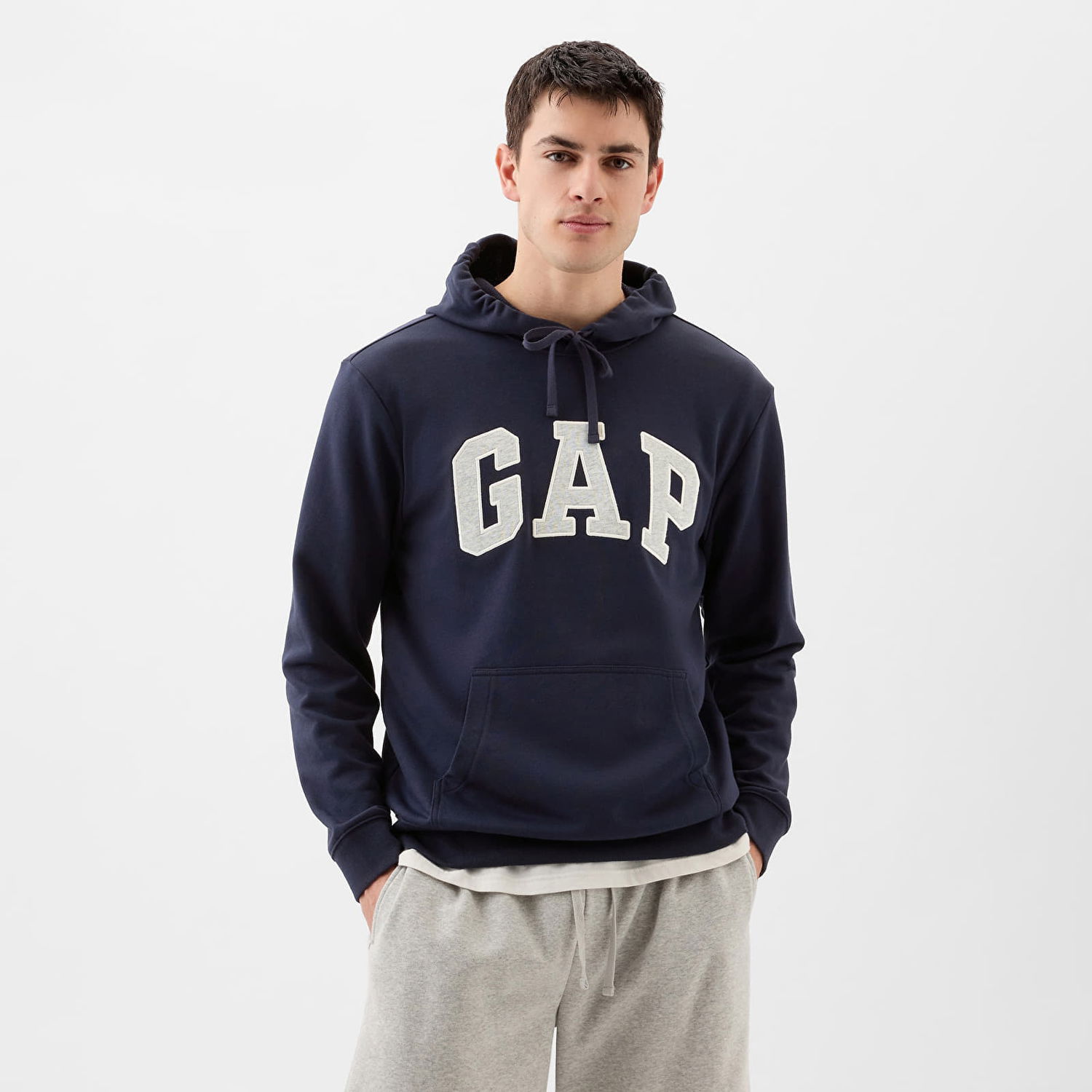 Sweatshirt GAP French Terry Pullover Logo Hoodie Tapestry Navy Mørkeblå | 868453-01, 0