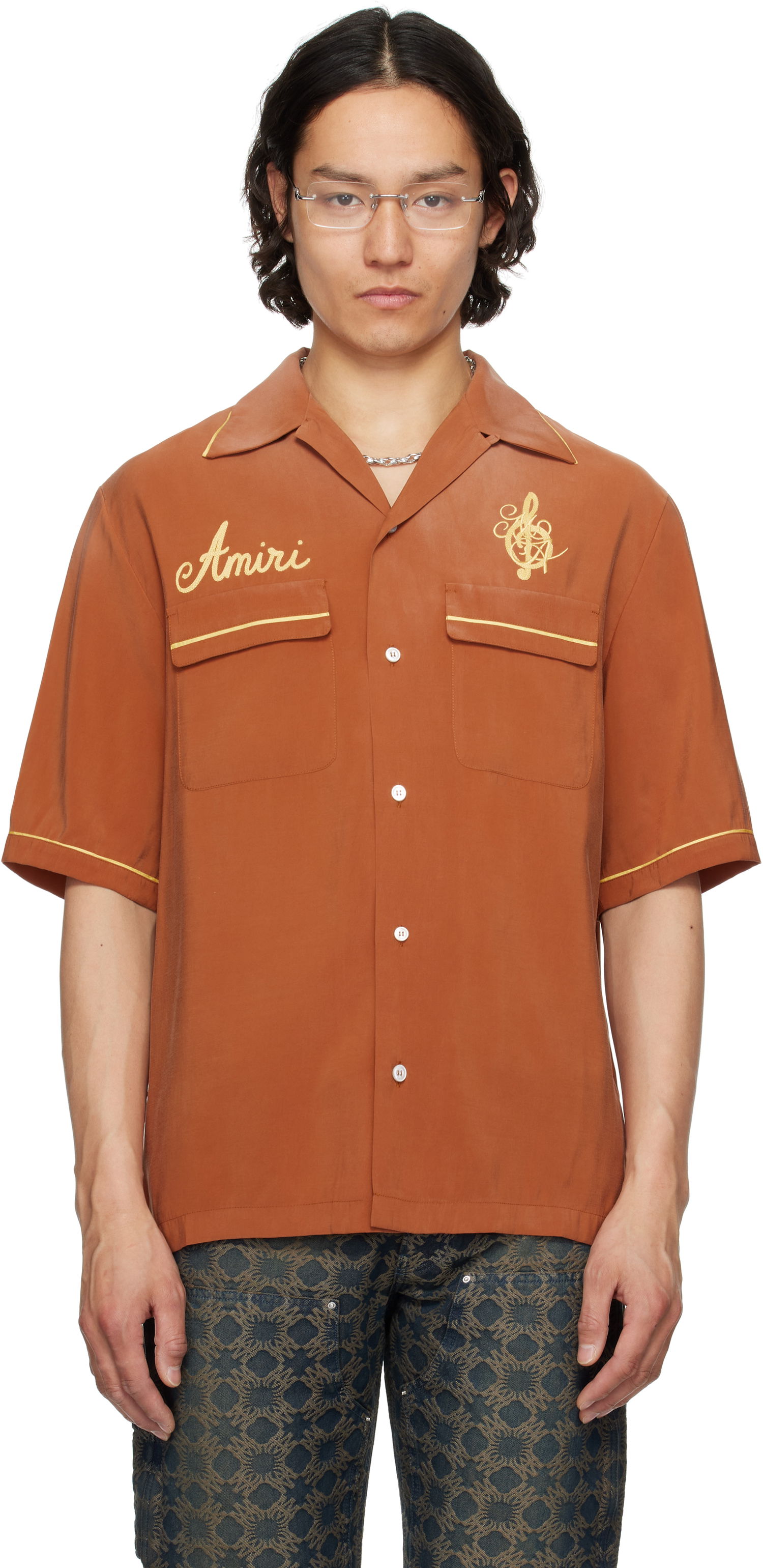 Skjorte AMIRI Amiri 'Saturday Night' Camp Shirt Orange | AMSTCA1118, 0