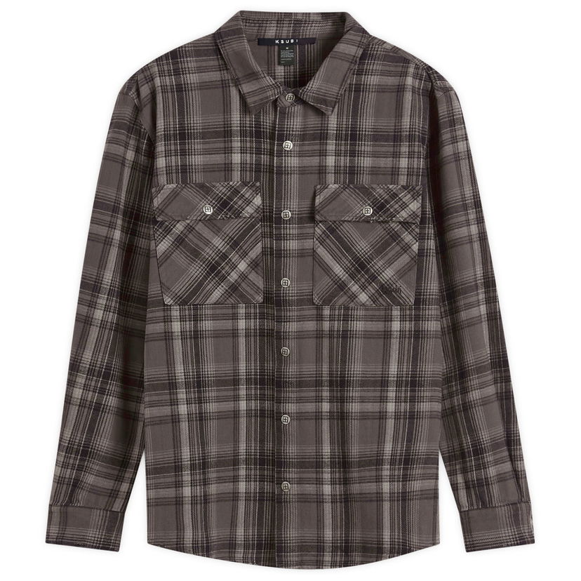 Skjorte Ksubi Ksubi Snakebite Check Overshirt, Size Large Grå | MSP25SH016