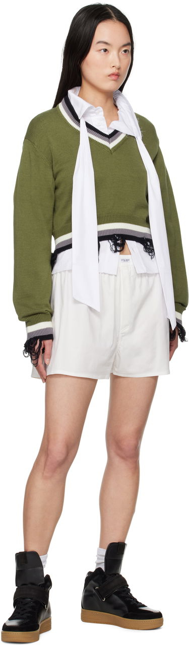 Sweater Ottolinger Ottolinger Cropped V-Neck Sweater Grøn | 10710150701, 4